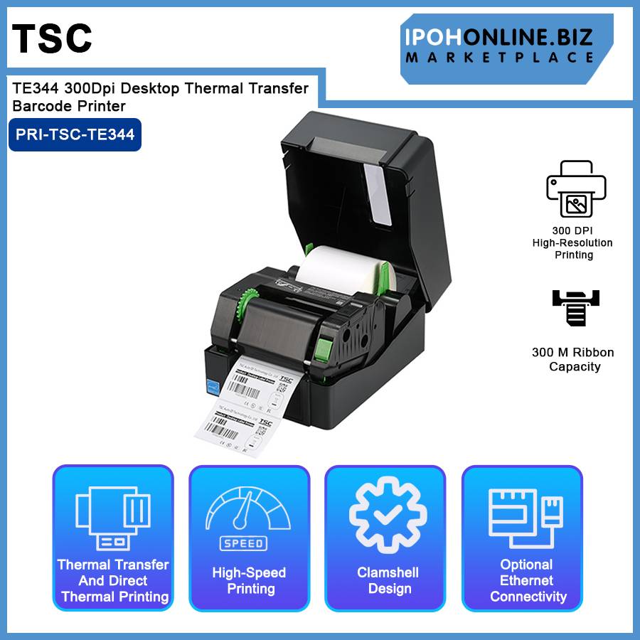 TSC | TE344 | 300Dpi | Desktop | Thermal Transfer Barcode Printer